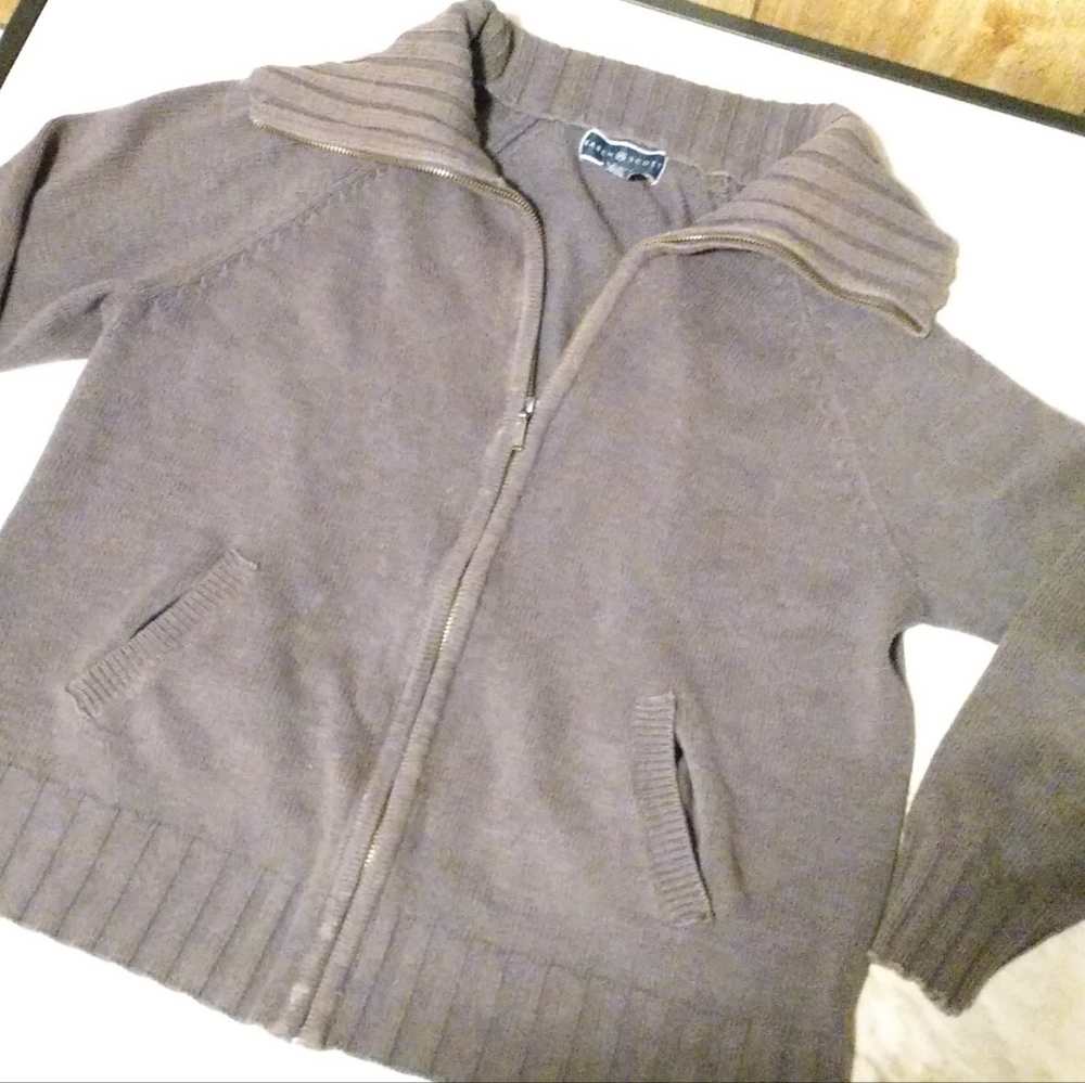 Karen Scott zip up collared sweater